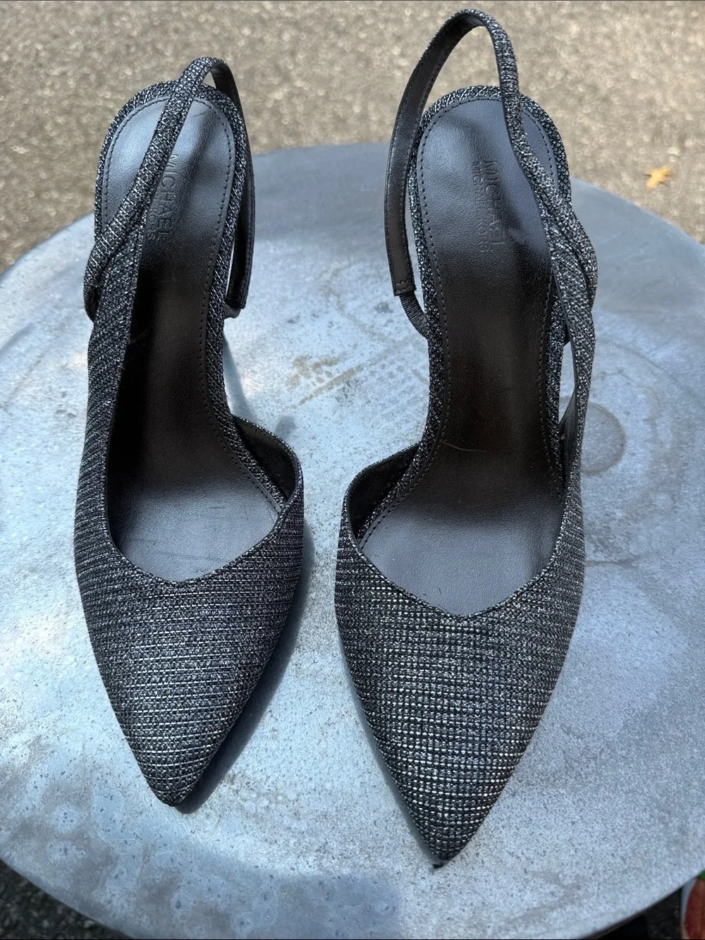 Women's  Silver  Pointed Toe Slingback Heels